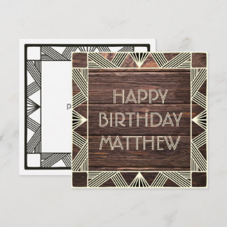 Custom Wood Manly Modern Chic Masculine Birthday Holiday Card
