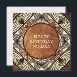 Custom Wood Modern Masculine Birthday Card<br><div class="desc">Classy Art Deco inspired design for elegant men.</div>