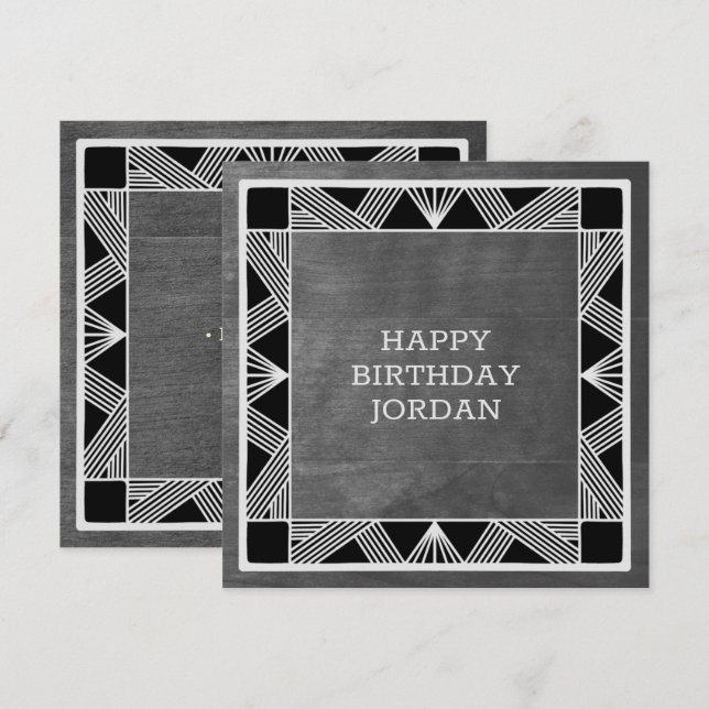 Custom Wood Modern Masculine Grey Birthday Card (Front/Back)