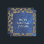 Custom Wood Modern Navy Blue Masculine Birthday Holiday Card<br><div class="desc">Classy Art Deco inspired design for elegant men.</div>