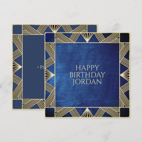 Custom Wood Modern Navy Blue Masculine Birthday