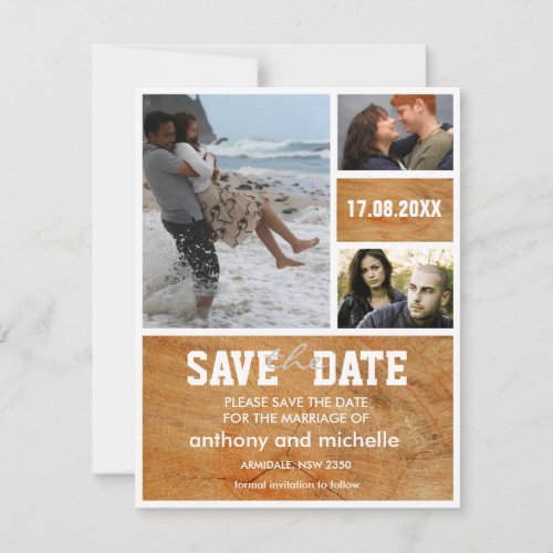 Custom wood photo block wedding save the date