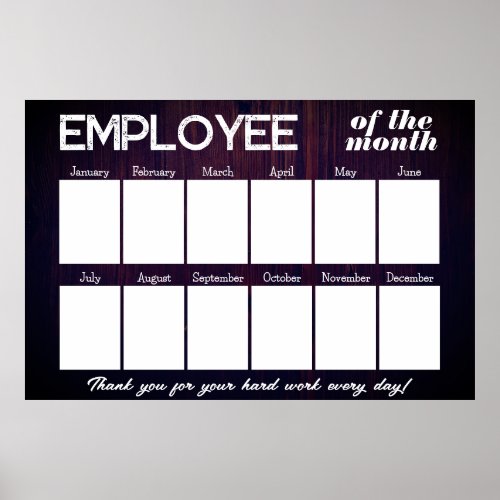 Custom wood photo employee of the month display poster