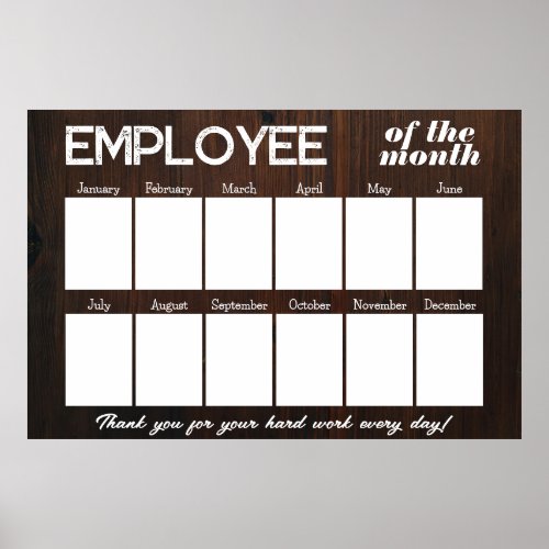Custom wood photo employee of the month display poster
