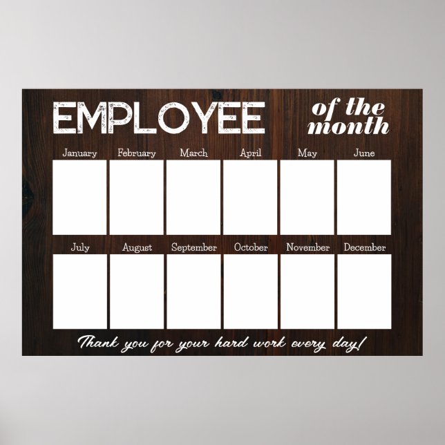 Custom wood photo employee of the month display poster (Front)