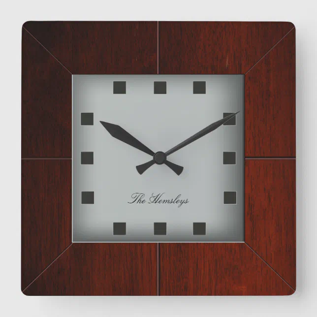 Custom Wood Square Clock | Zazzle