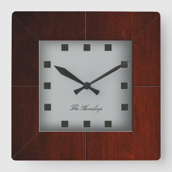 Custom Wood Square Clock by envisager at Zazzle