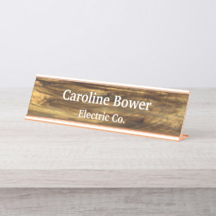 Custom Wood Texture Business Desk Name Plate
