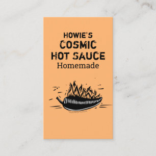 Custom Woodcut Art Chili Pepper Homemade Hot Sauce Business Card