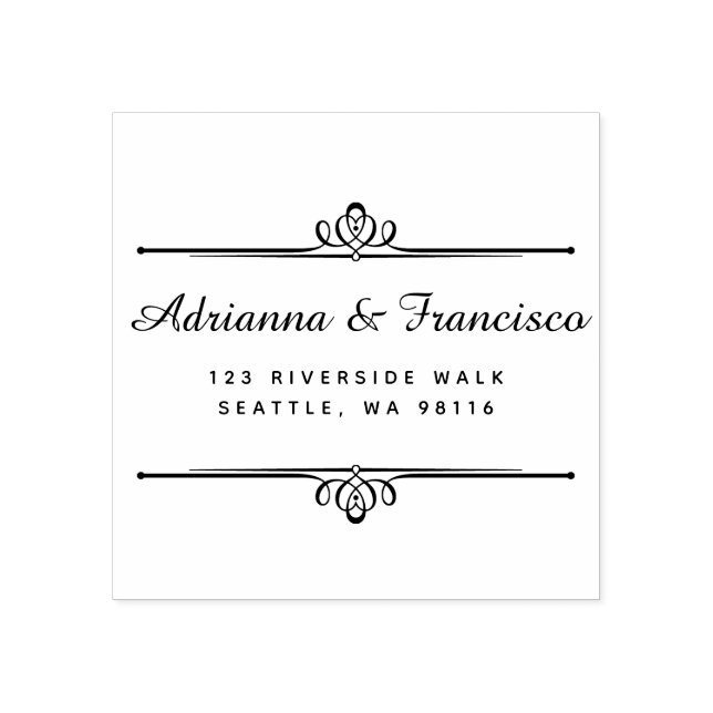 Custom Wooden Chic Wedding Script Return Address Rubber Stamp (Imprint)