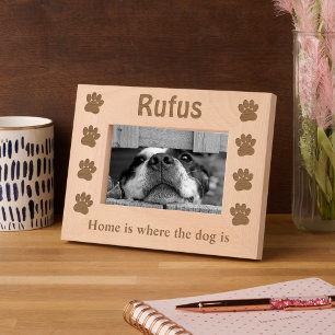 Custom Wooden Paw Print Home Is Where the Dog Is Engraved Frames