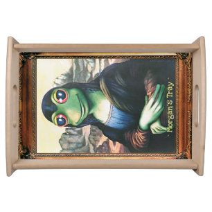 Custom wooden serving tray Frog-a-Lisa painting