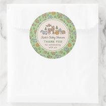 Custom Woodland Animals Baby Shower Classic Round Sticker