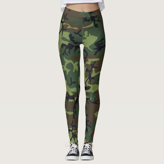 Custom Woodland Camo Leggings (Front)