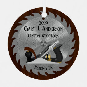 Custom Woodwork Saw Blade Planer Metal Ornament