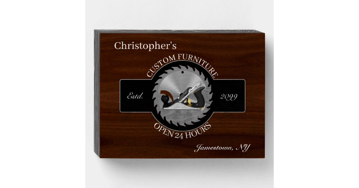 Custom Woodworking Furniture Carpenter Wooden Box Sign | Zazzle