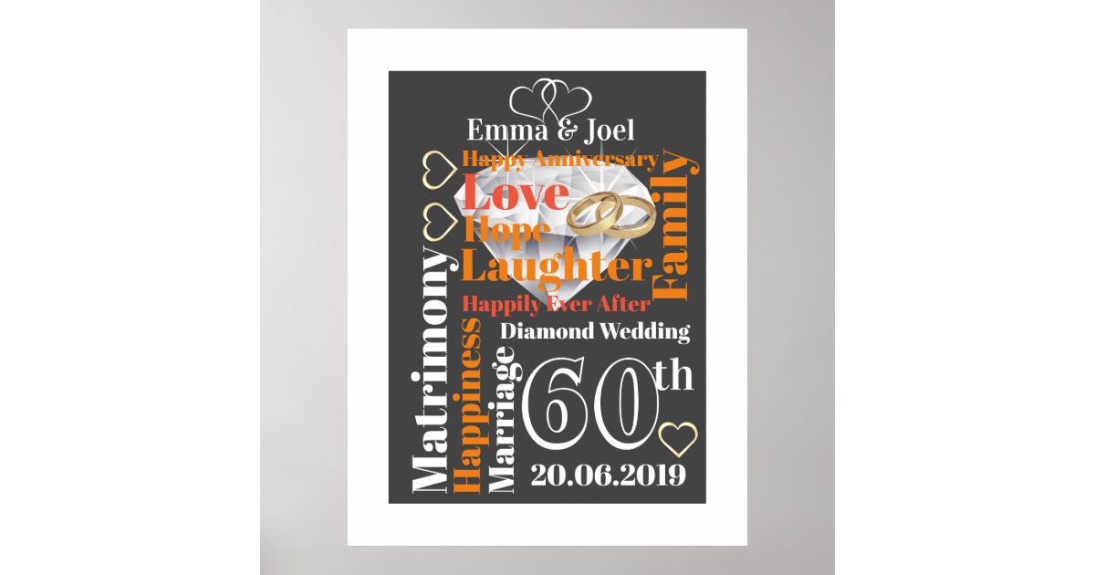 60th Wedding Anniversary Poster | Zazzle