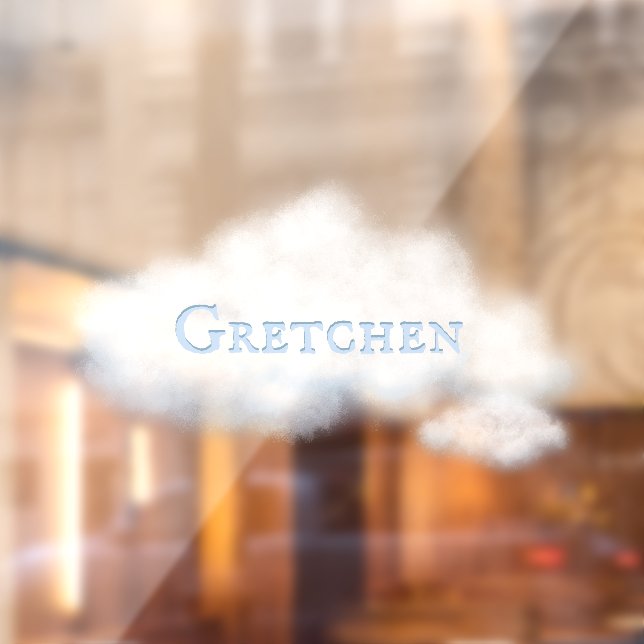 Custom Word on Fluffy White Cloud No. 1 Fairytale Window Cling (Sheet 2)