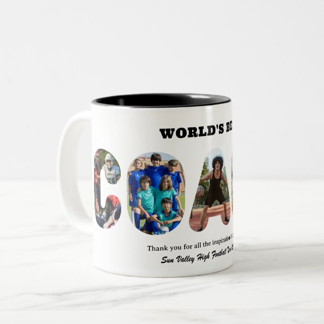Custom Word Photo Collage World's Best Uncle Two-Tone Coffee Mug (Front Left)