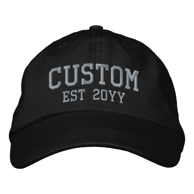 Custom Word Text Established Est Year Gift for him Embroidered Baseball Cap (Front)