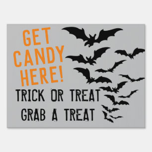 CUSTOM WORDING Bats Halloween Candy Sign