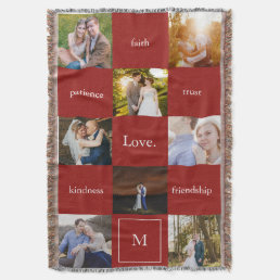 Custom Words and Photos Meaningful Gift Red Throw Blanket