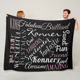Custom Words Personalized Positive Attributes Fleece Blanket