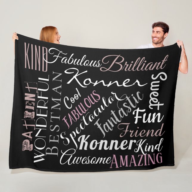 Custom Words Personalized Positive Attributes Fleece Blanket (In Situ)