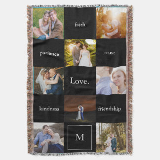 Custom Words Photos Meaningful Gift Blanket Black