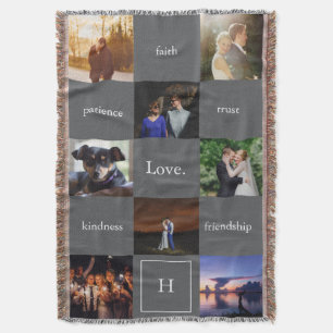 Custom Words & Photos Meaningful Gift in Gray Throw Blanket