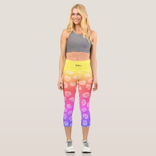 Custom workout colorful gradient leopard stylish capri leggings