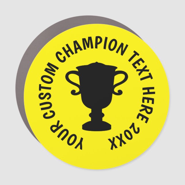 Custom world champion trophy cup silhouette car magnet (Front)