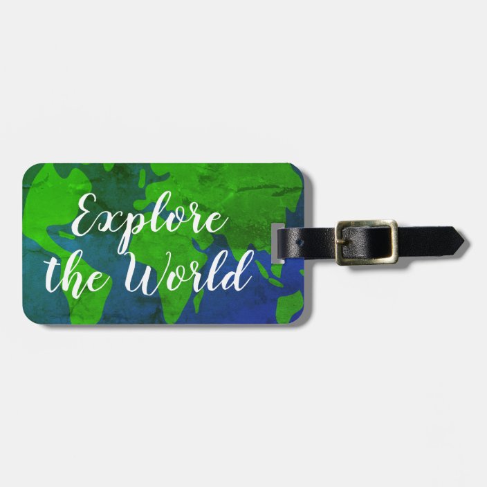 Custom world map luggage tags with