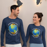Custom World Tour Earth Flowers Trip Long Sleeve T-Shirt<br><div class="desc">Customize these awesome world tour long sleeve t-shirts for a touring band or family vacation road trip. The planet is wrapped in a beautiful floral wreath of sunflowers and vines. Cute custom travel long sleeved tees to explore the Earth.</div>