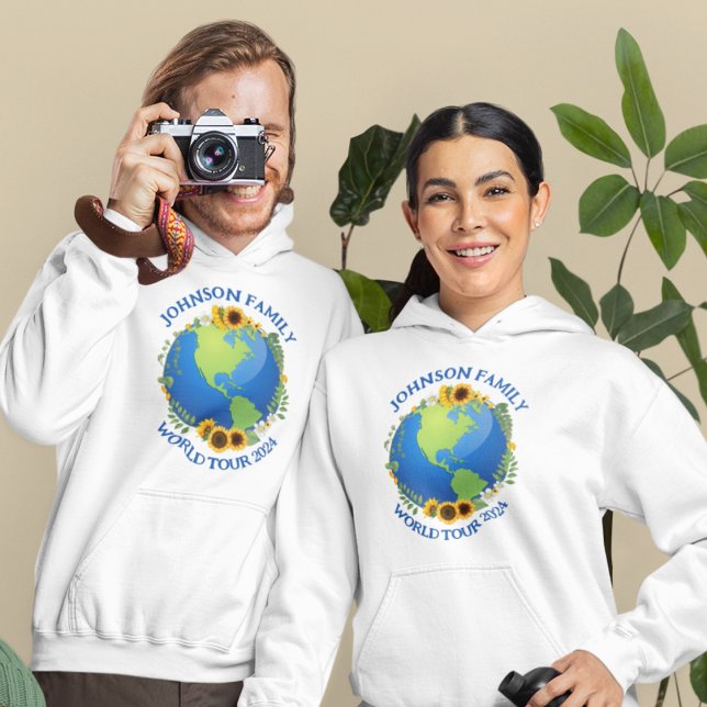 Custom World Tour Earth in Sunflowers Cool Travel Hoodie (Creator Uploaded)