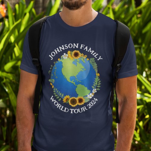 Custom World Tour Earth Sunflowers Overseas Travel T_Shirt
