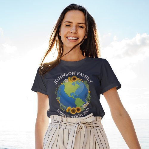 Custom World Tour Earth Sunflowers Travel Womens T_Shirt