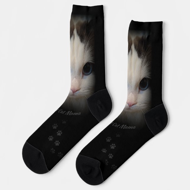 Custom World's Best Cat Mom Crew Socks (Left)