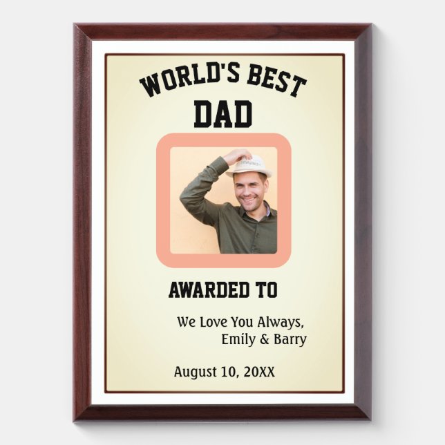 Custom World's Best Dad Photo  Award Plaque (Vertical)