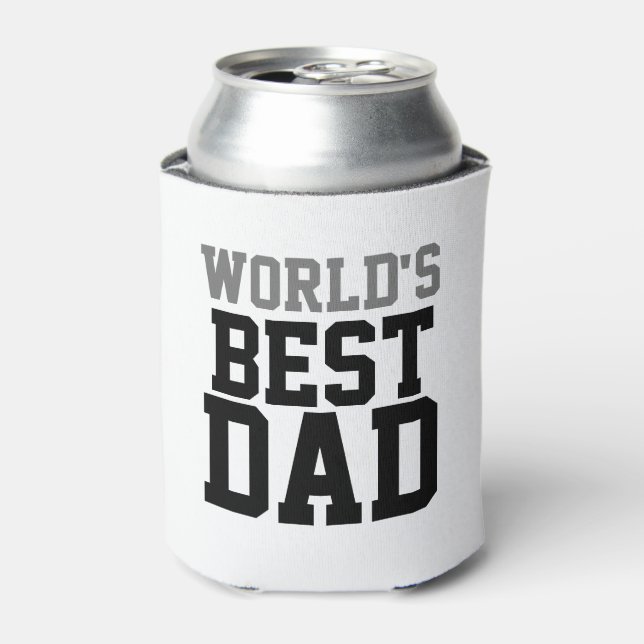 Custom World's Best Dad White Can Cooler (Can Front)