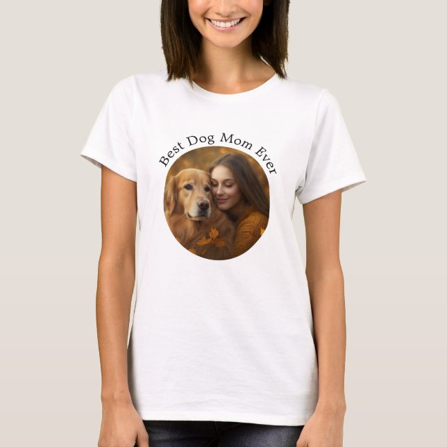 Custom World's Best Dog Mom Personalized Pet Photo T-Shirt (Front)