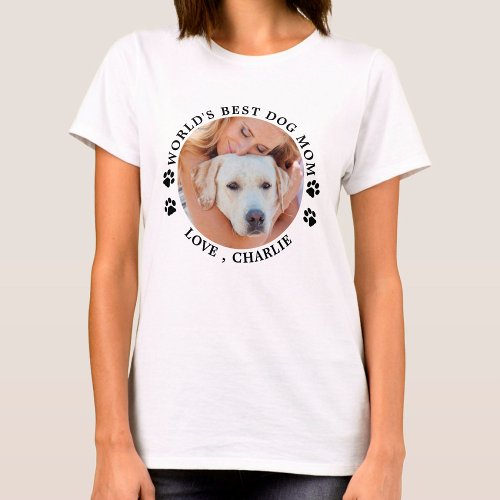 Custom Worlds Best Dog Mom Personalized Pet Photo T_Shirt