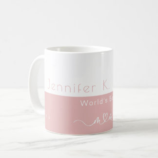 Custom World's Best Mom Pink and White Coffee Mug