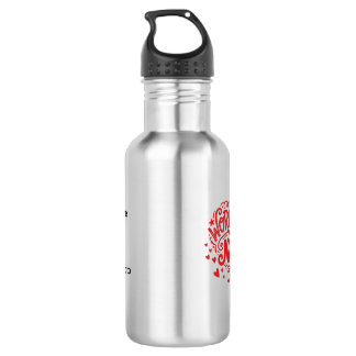 Custom World's Best Mom Red Heart Photo Stainless Steel Water Bottle