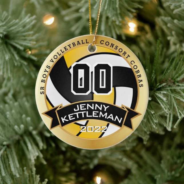 Custom World's Greatest Volleyball Player - Yellow Ceramic Ornament (Tree)