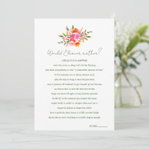 Custom Would She Rather Floral Shower Game Invitation