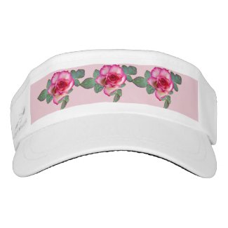 Custom WOven Visor Pink Panel Pink Roses