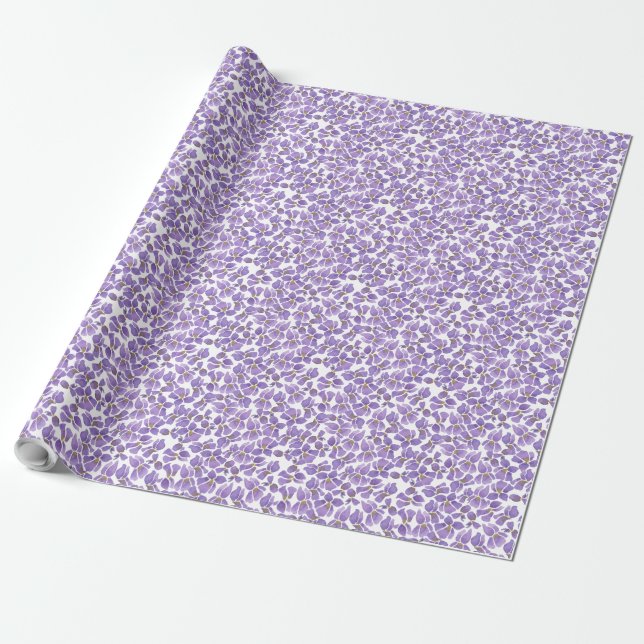 Custom Wrapping Paper Violet Ditsy Pattern (Unrolled)