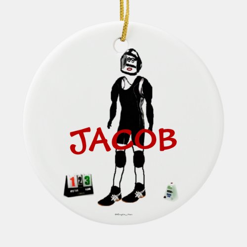 Custom Wrestling Cartoon Ceramic Ornament