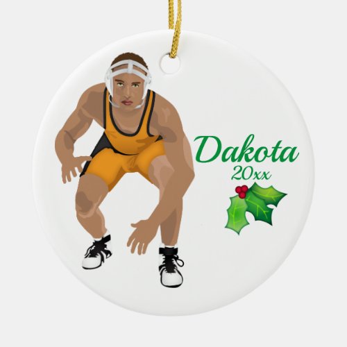 Custom Wrestling Christmas Ornament Black _ Yellow